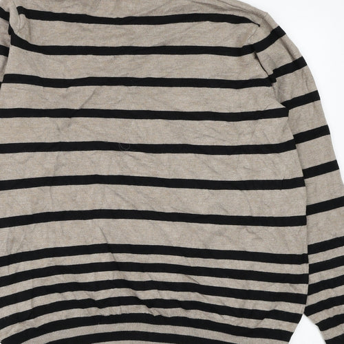 First Avenue Womens Brown Roll Neck Striped Viscose Pullover Jumper Size L