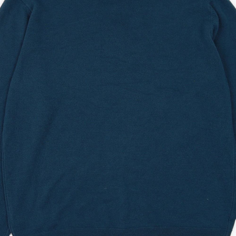 Marks and Spencer Mens Blue Round Neck Acrylic Pullover Jumper Size L