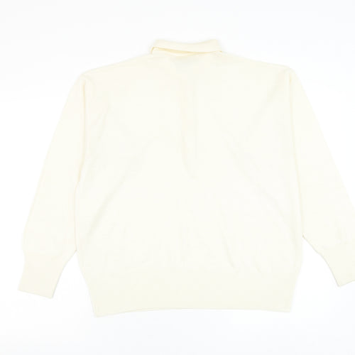 Escorpion Mens Ivory Collared Polyester Pullover Jumper Size L