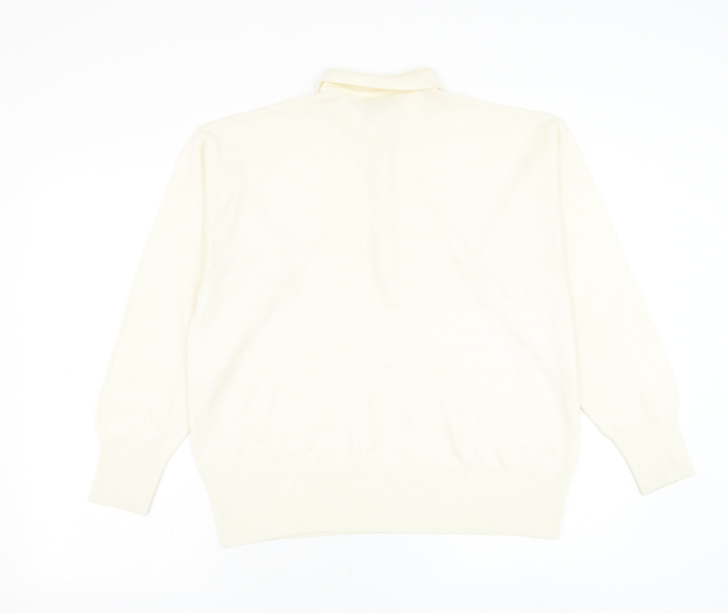 Escorpion Mens Ivory Collared Polyester Pullover Jumper Size L