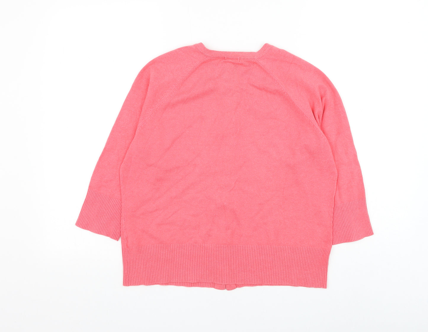 Gap Womens Pink Round Neck Cotton Cardigan Jumper Size L