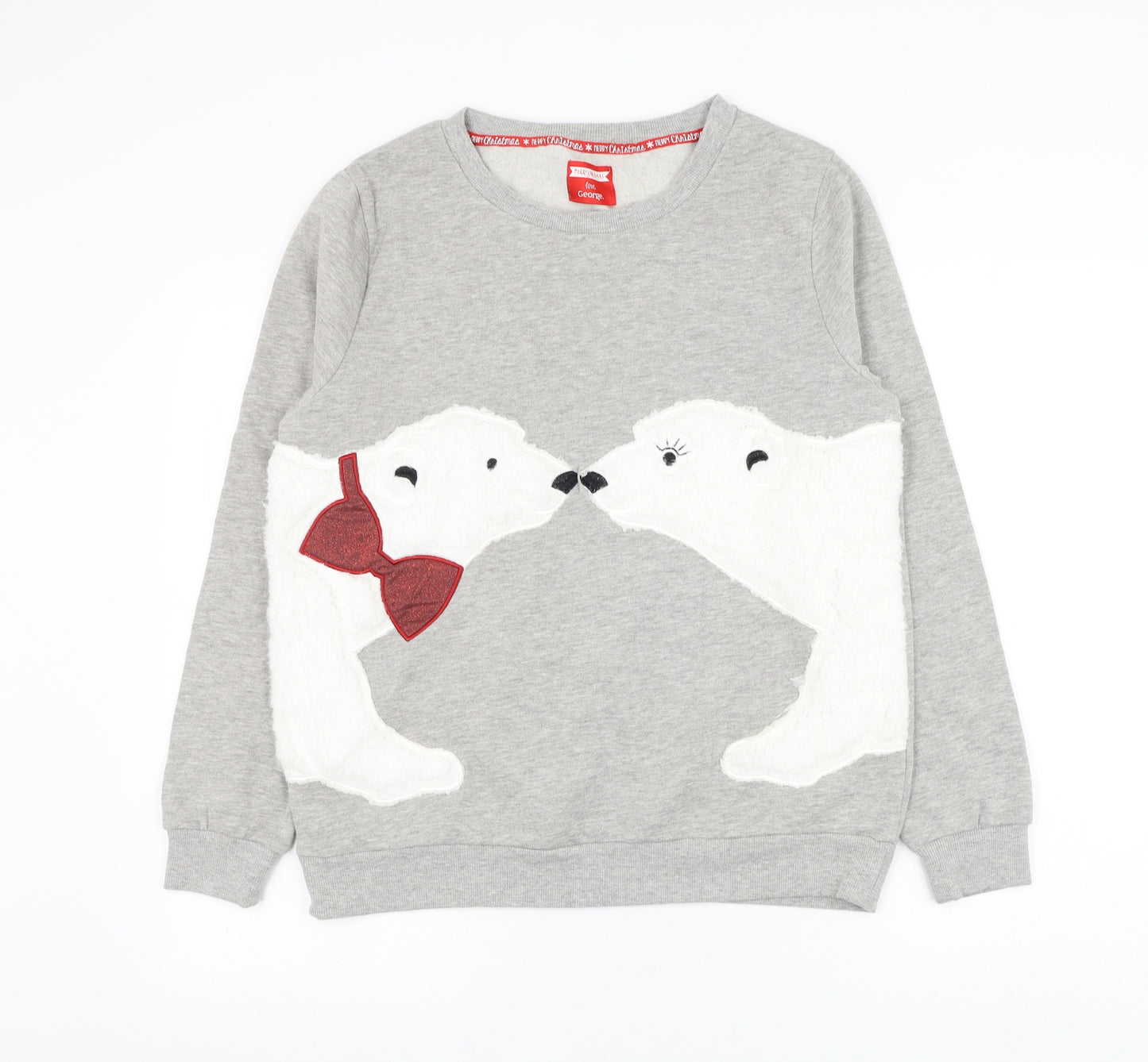 George Womens Grey Cotton Pullover Sweatshirt Size 14 Pullover - Polar Bear