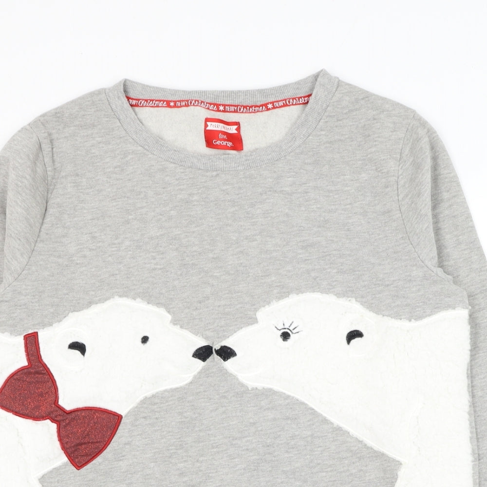 George Womens Grey Cotton Pullover Sweatshirt Size 14 Pullover - Polar Bear