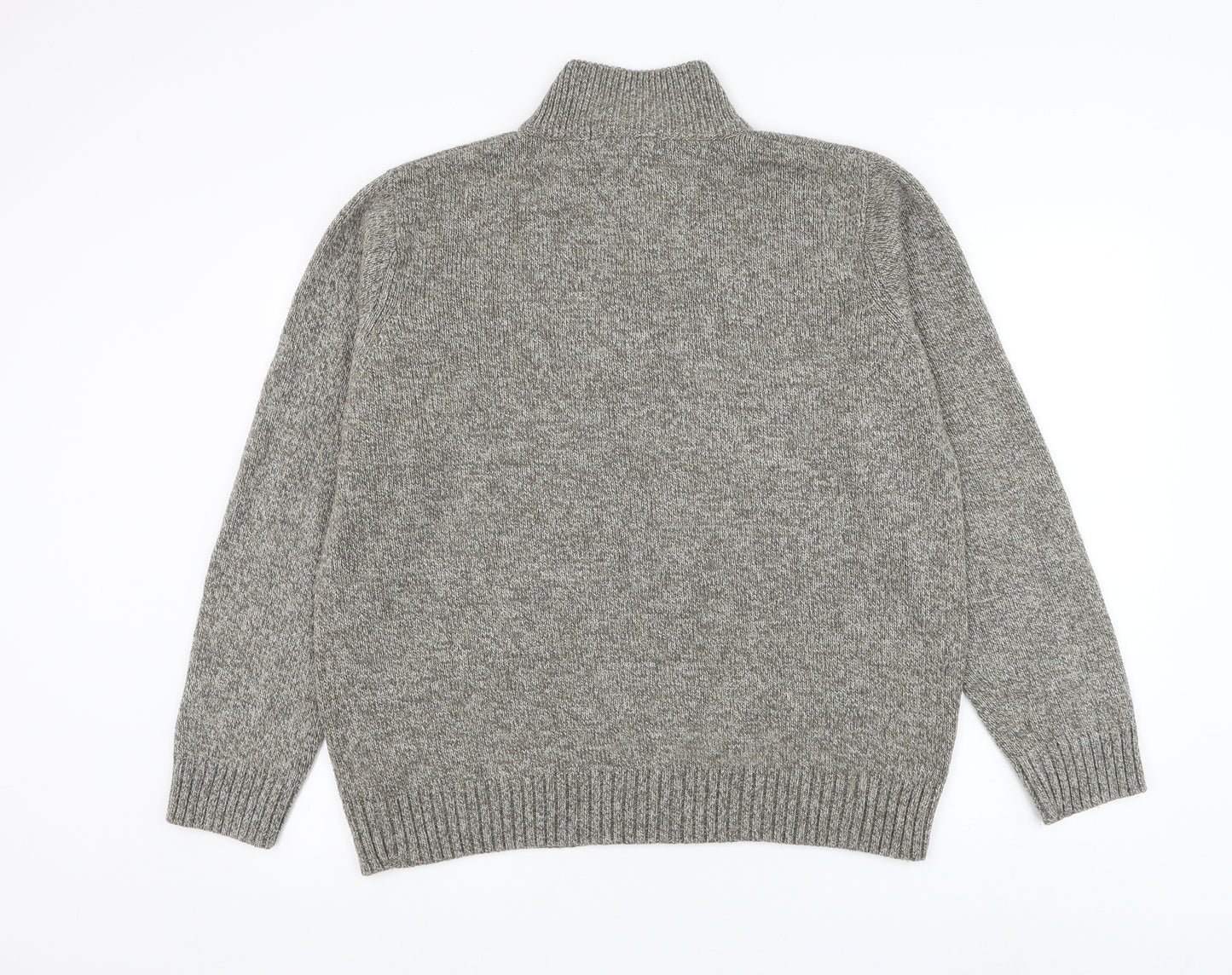 Marks and Spencer Mens Grey High Neck Acrylic Henley Jumper Size XL