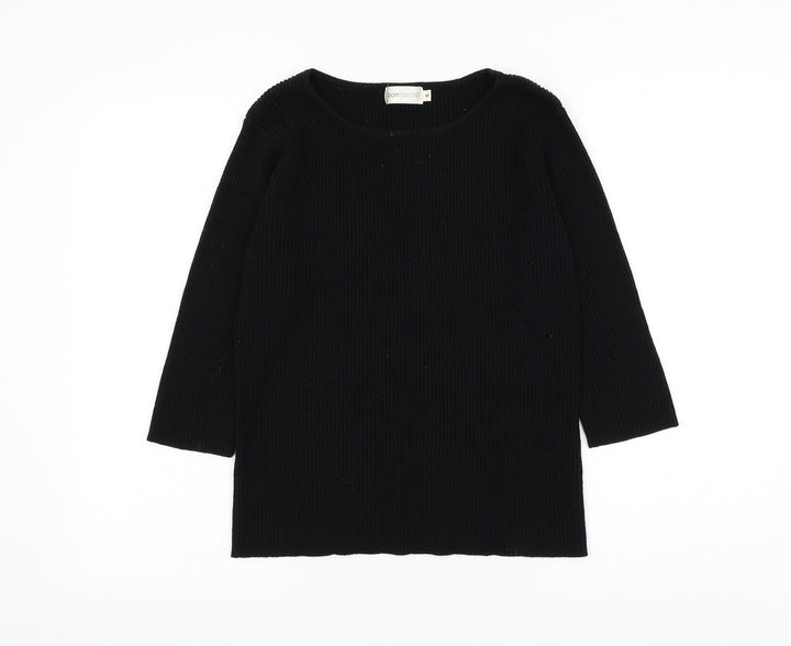 Bonmarché Womens Black Round Neck Acrylic Pullover Jumper Size M