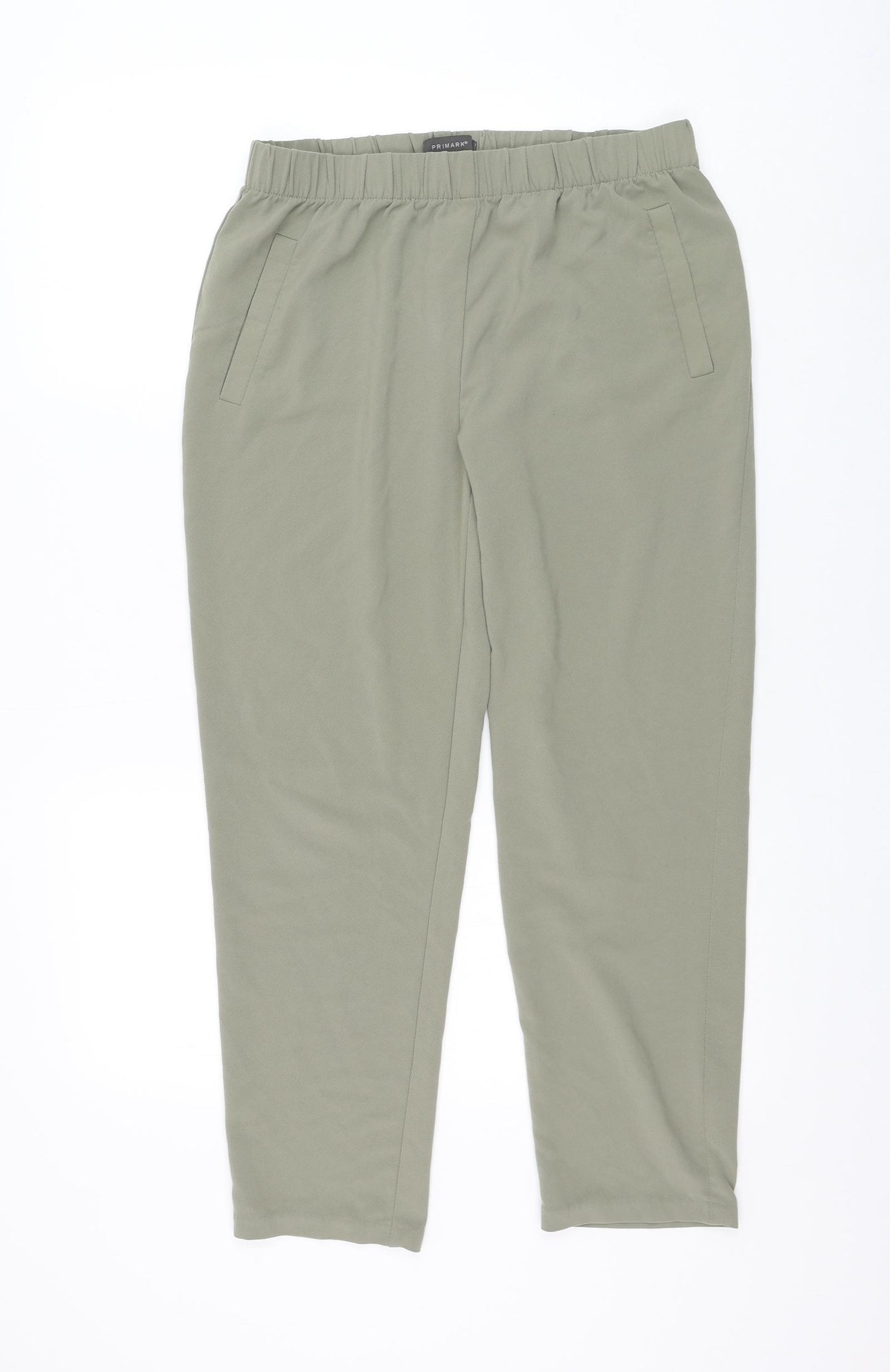 Primark Womens Green Polyester Cropped Trousers Size 12 L25 in Regular