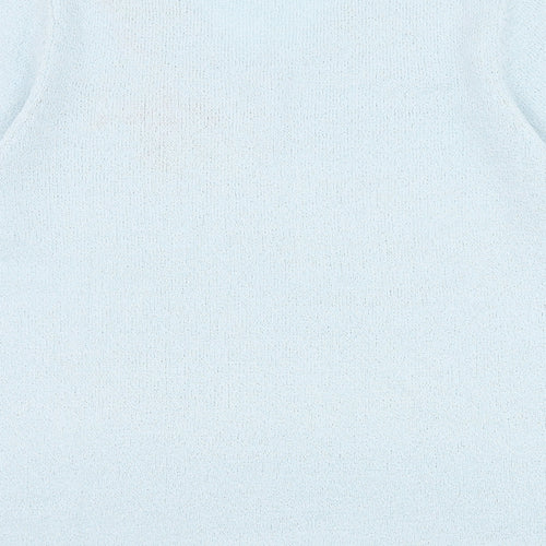 Bonmarché Womens Blue V-Neck Acrylic Pullover Jumper Size M - Flower
