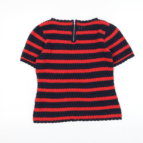 NEXT Womens Blue Round Neck Striped Cotton Pullover Jumper Size 8