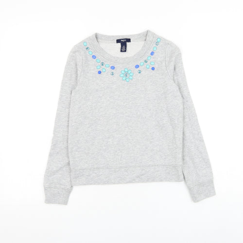 Gap Girls Grey Cotton Pullover Sweatshirt Size 8-9 Years Pullover