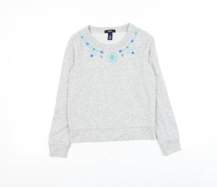Gap Girls Grey Cotton Pullover Sweatshirt Size 8-9 Years Pullover