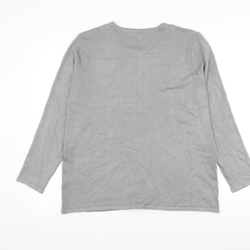 Inspire Womens Grey Round Neck Viscose Cardigan Jumper Size L