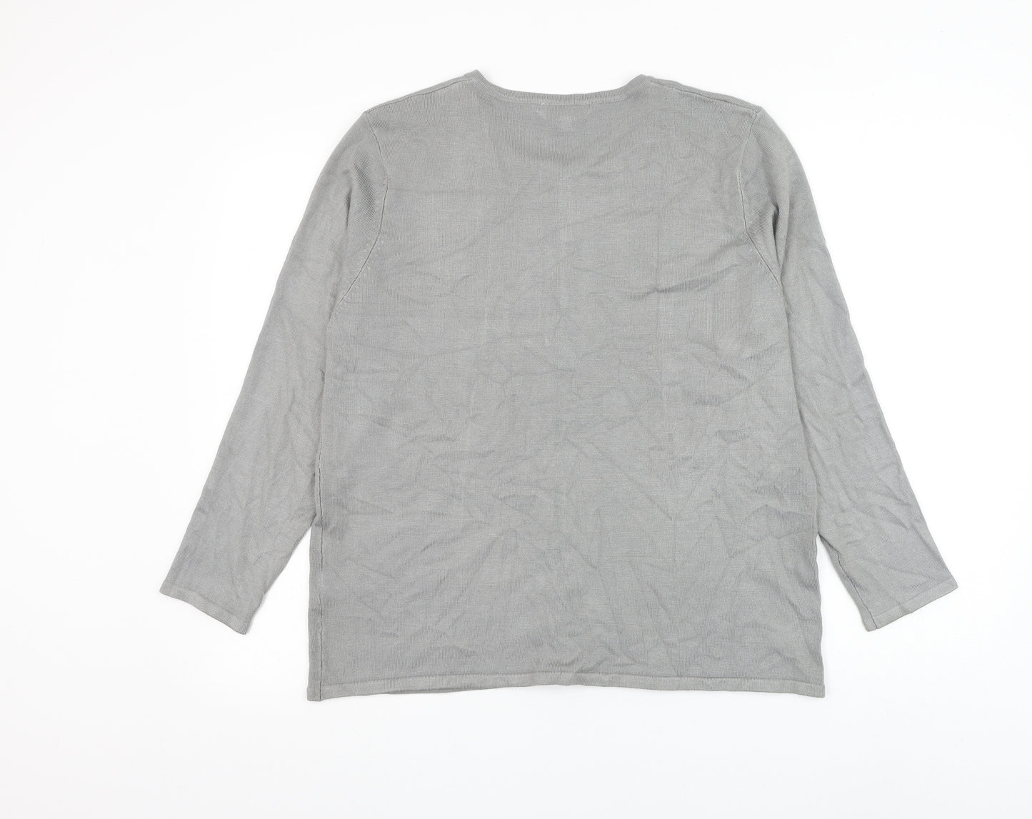 Inspire Womens Grey Round Neck Viscose Cardigan Jumper Size L