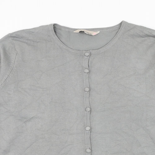 Inspire Womens Grey Round Neck Viscose Cardigan Jumper Size L