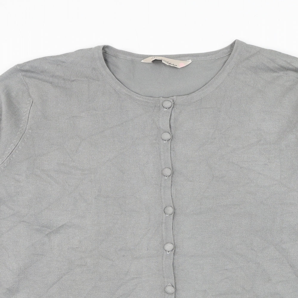 Inspire Womens Grey Round Neck Viscose Cardigan Jumper Size L