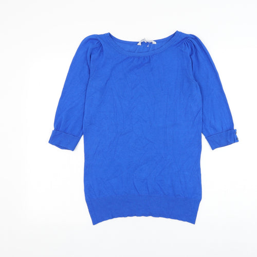 Red Herring Womens Blue Boat Neck Viscose Pullover Jumper Size 10