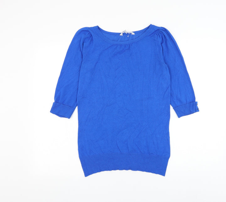 Red Herring Womens Blue Boat Neck Viscose Pullover Jumper Size 10