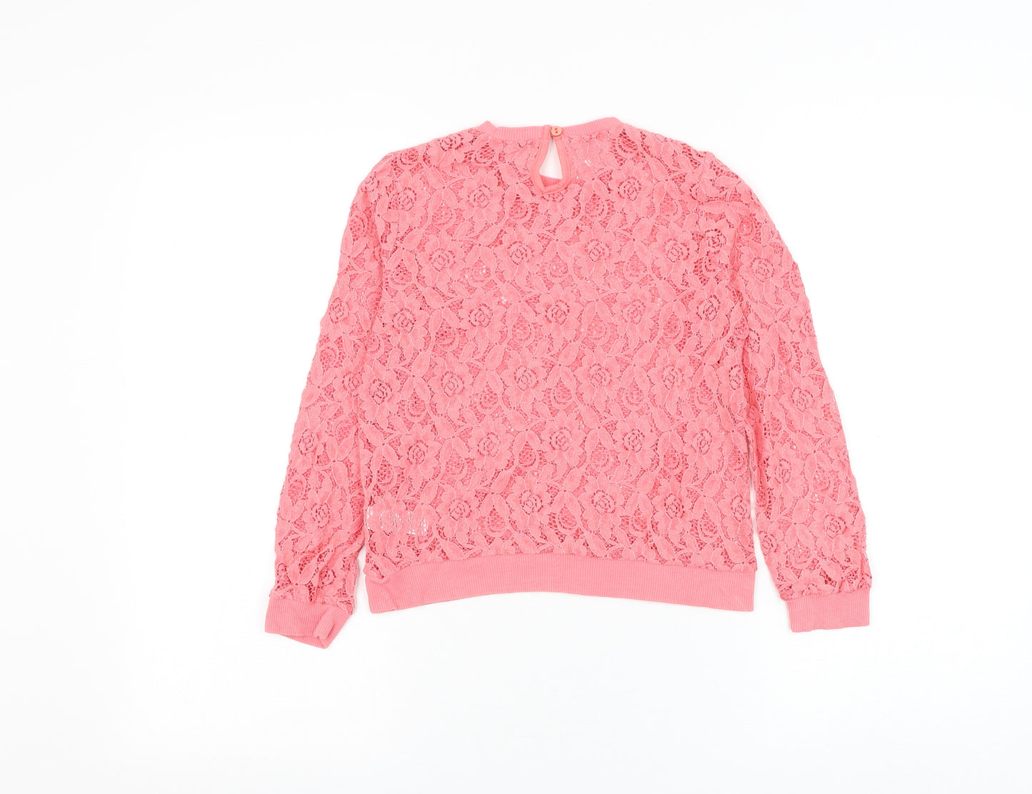 George Girls Pink Round Neck Floral Cotton Pullover Jumper Size 9-10 Years Pullover