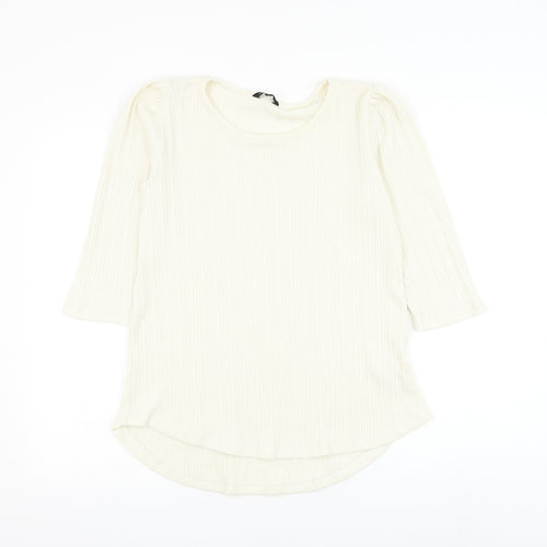 Peacocks Womens White Round Neck Polyester Pullover Jumper Size 12