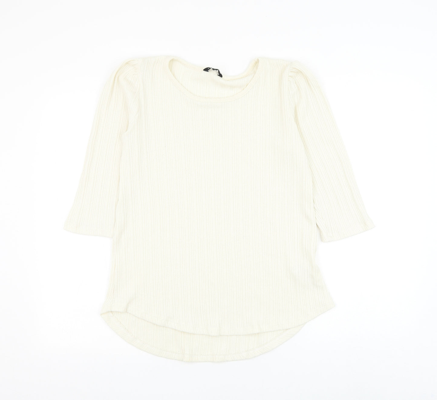 Peacocks Womens White Round Neck Polyester Pullover Jumper Size 12