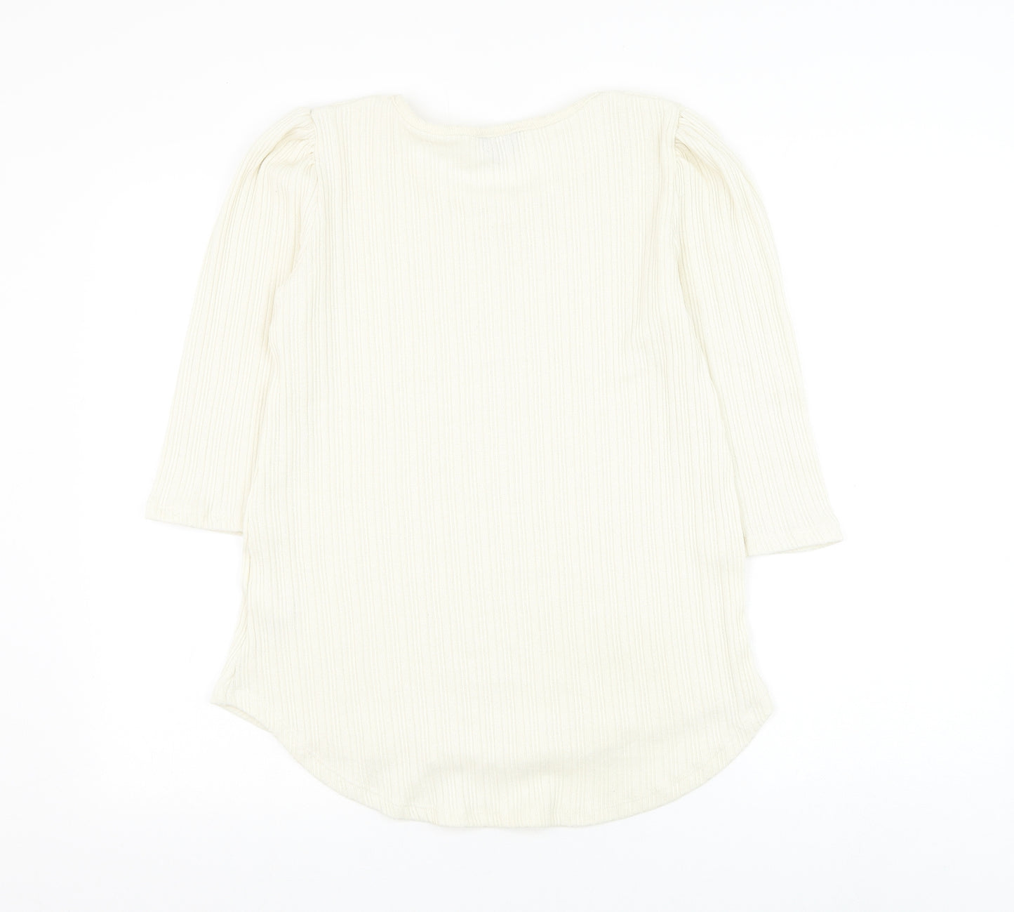Peacocks Womens White Round Neck Polyester Pullover Jumper Size 12