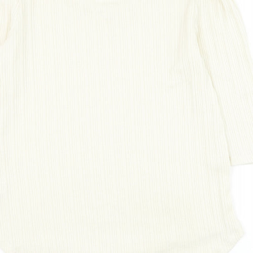 Peacocks Womens White Round Neck Polyester Pullover Jumper Size 12