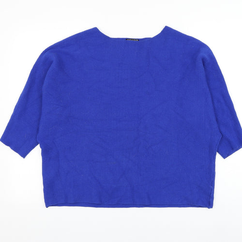 Viz A Viz Womens Blue Round Neck Viscose Pullover Jumper Size L