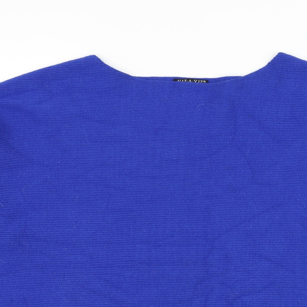 Viz A Viz Womens Blue Round Neck Viscose Pullover Jumper Size L