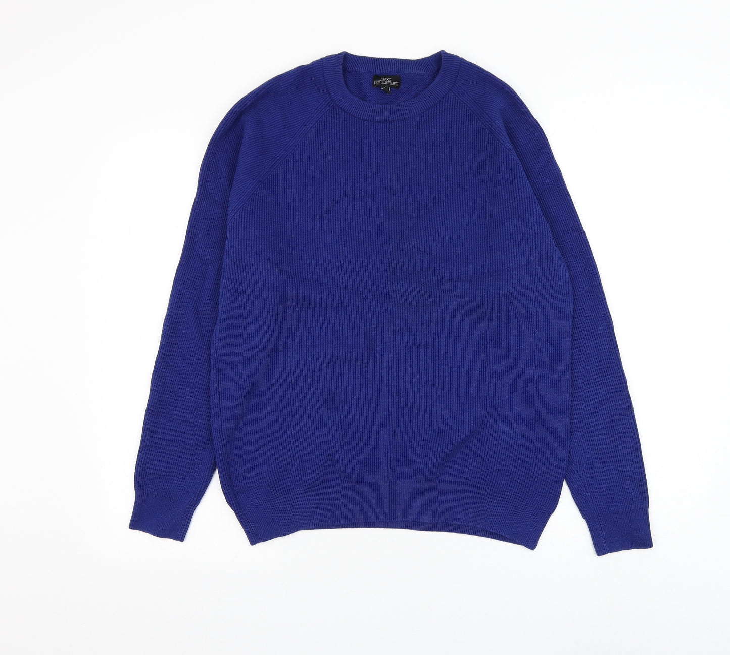 NEXT Mens Blue Round Neck Cotton Pullover Jumper Size L