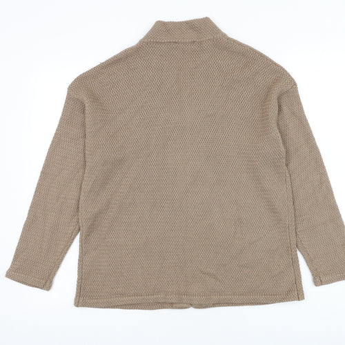 Marble Womens Brown V-Neck Cotton Cardigan Jumper Size 2