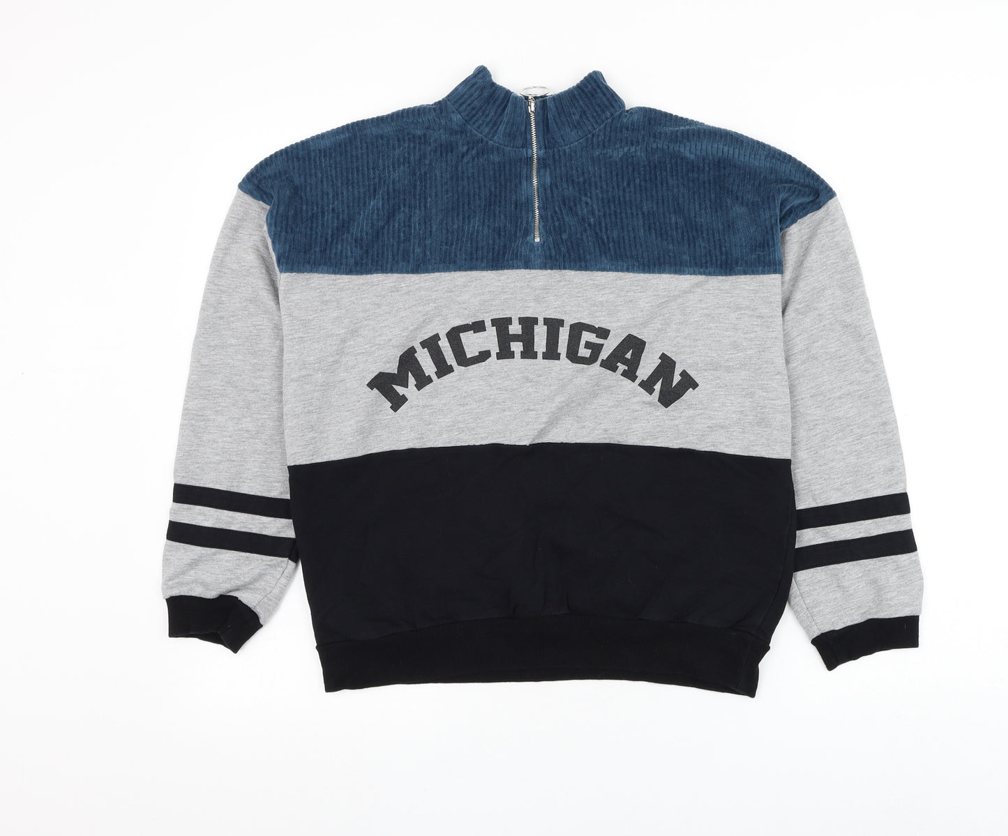 Select Womens Grey Colourblock Cotton Pullover Sweatshirt Size S Zip - Michigan