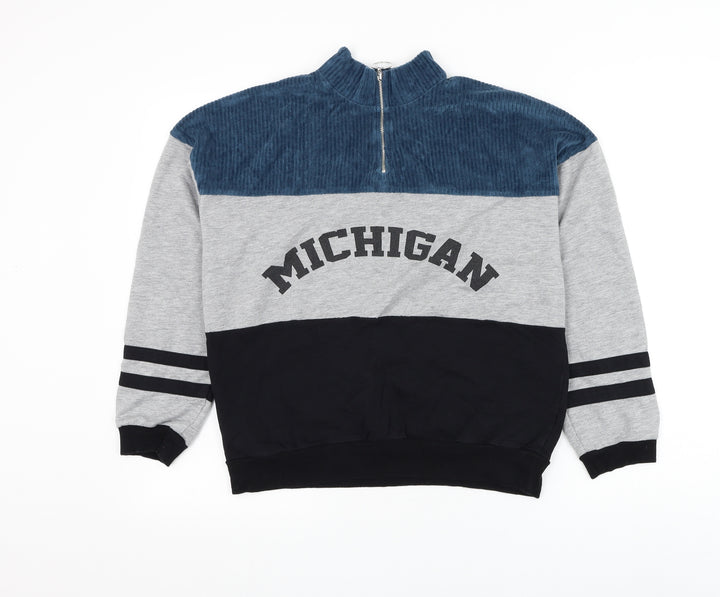Select Womens Grey Colourblock Cotton Pullover Sweatshirt Size S Zip - Michigan