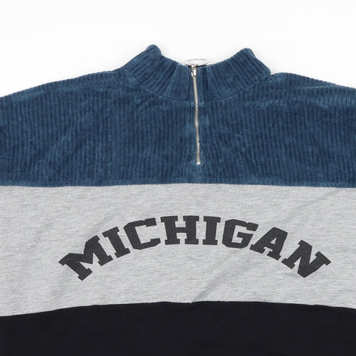 Select Womens Grey Colourblock Cotton Pullover Sweatshirt Size S Zip - Michigan
