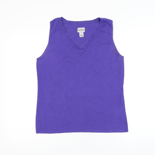 Chico's Womens Purple V-Neck Rayon Vest Jumper Size XS