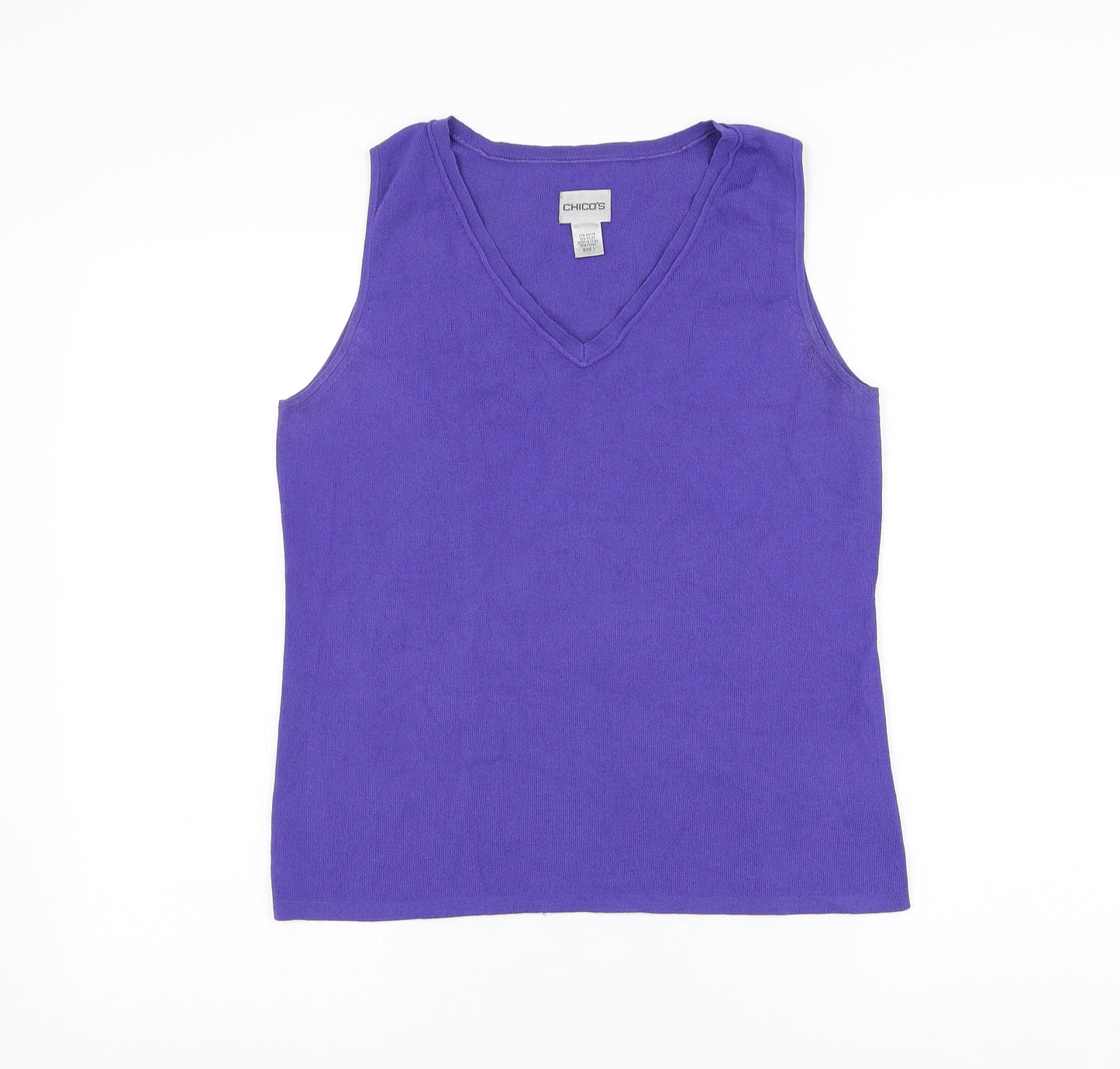 Chico's Womens Purple V-Neck Rayon Vest Jumper Size XS