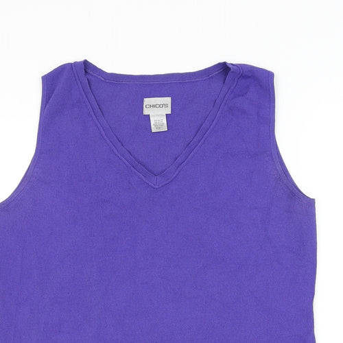 Chico's Womens Purple V-Neck Rayon Vest Jumper Size XS