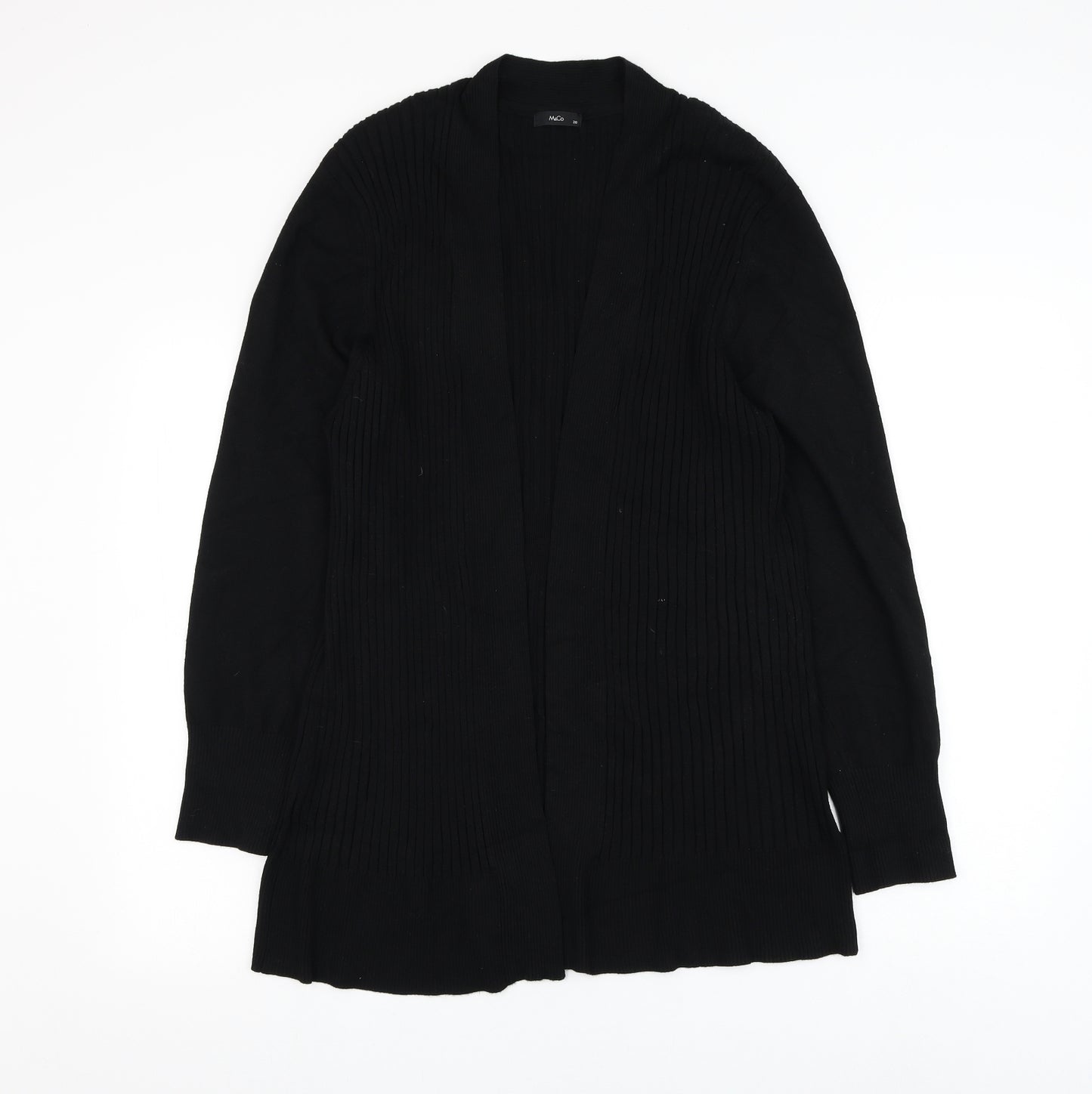 M&Co Womens Black V-Neck Viscose Cardigan Jumper Size 20