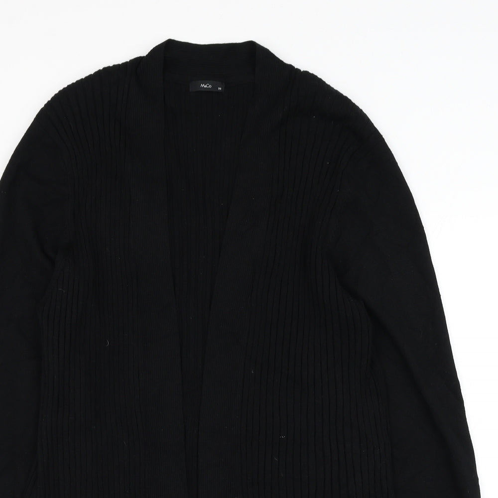M&Co Womens Black V-Neck Viscose Cardigan Jumper Size 20