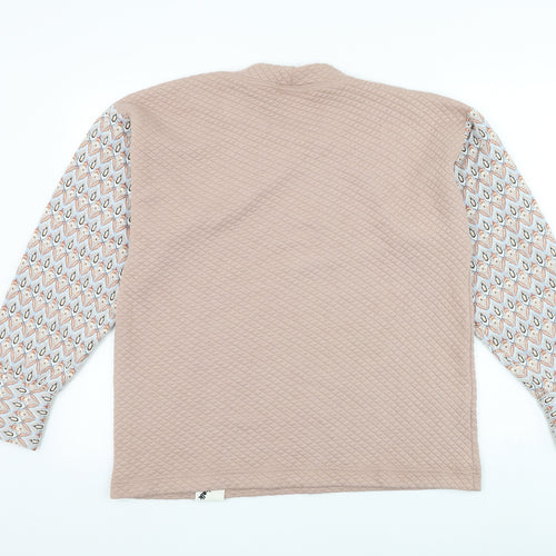 Preworn Womens Pink Geometric Polyester Pullover Sweatshirt Size L Pullover