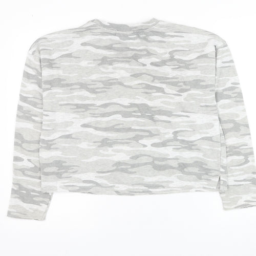 Wild Skye Womens Grey Camouflage Cotton Pullover Sweatshirt Size M Pullover - Cropped