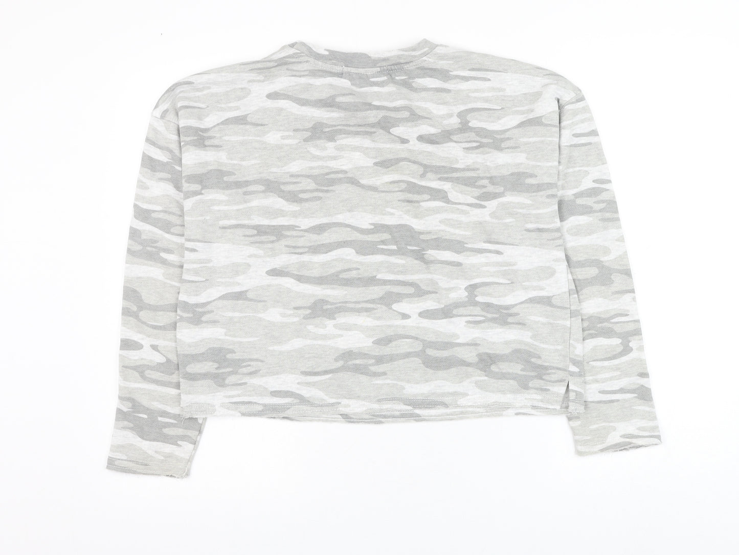 Wild Skye Womens Grey Camouflage Cotton Pullover Sweatshirt Size M Pullover - Cropped