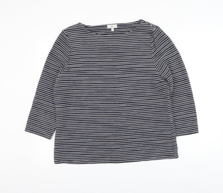 CC Womens Blue Round Neck Striped Viscose Pullover Jumper Size XL