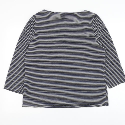 CC Womens Blue Round Neck Striped Viscose Pullover Jumper Size XL