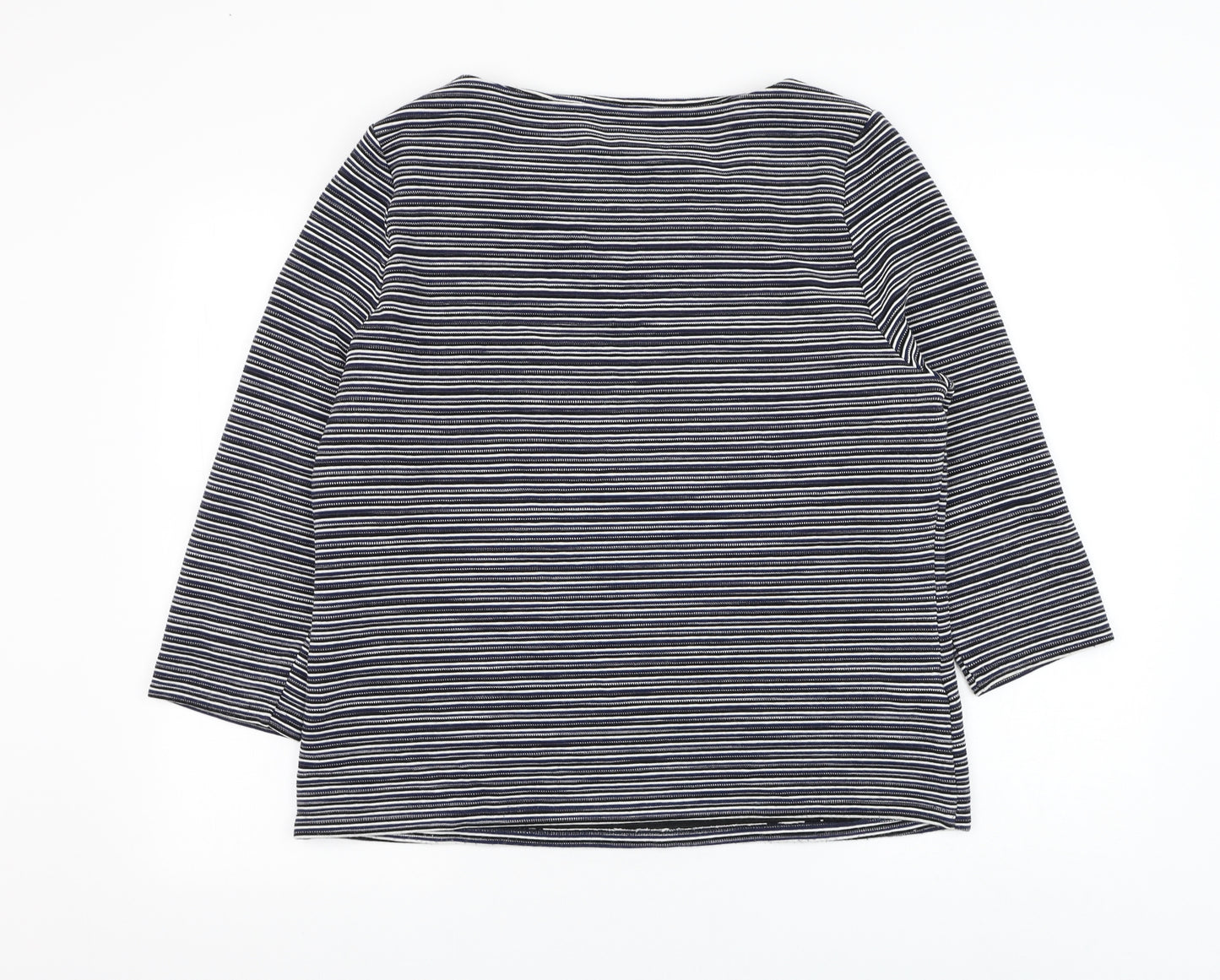 CC Womens Blue Round Neck Striped Viscose Pullover Jumper Size XL