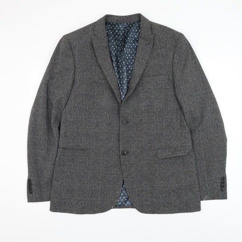 NEXT Mens Grey Plaid Polyester Jacket Suit Jacket Size 44