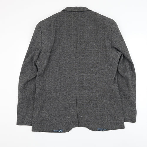 NEXT Mens Grey Plaid Polyester Jacket Suit Jacket Size 44