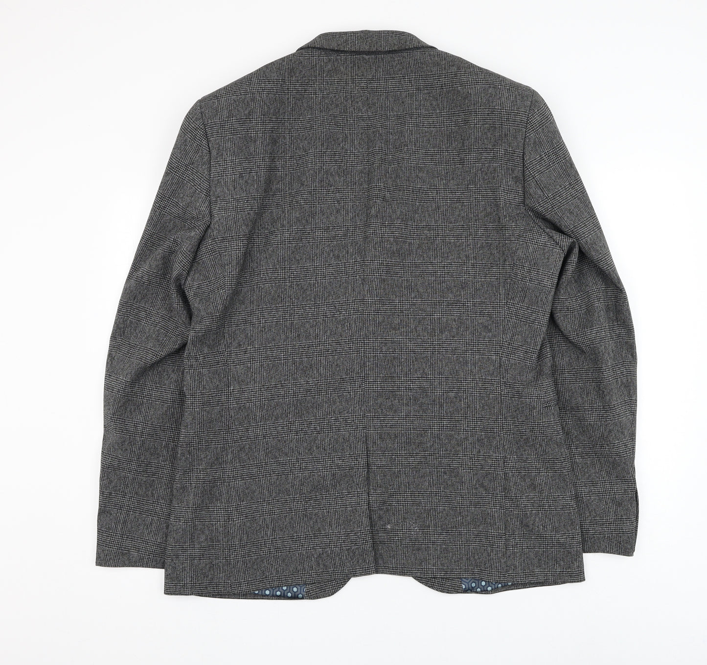 NEXT Mens Grey Plaid Polyester Jacket Suit Jacket Size 44