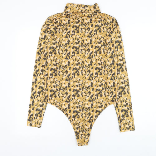 Primark Womens Yellow Animal Print Polyester Bodysuit One-Piece Size 12 Snap