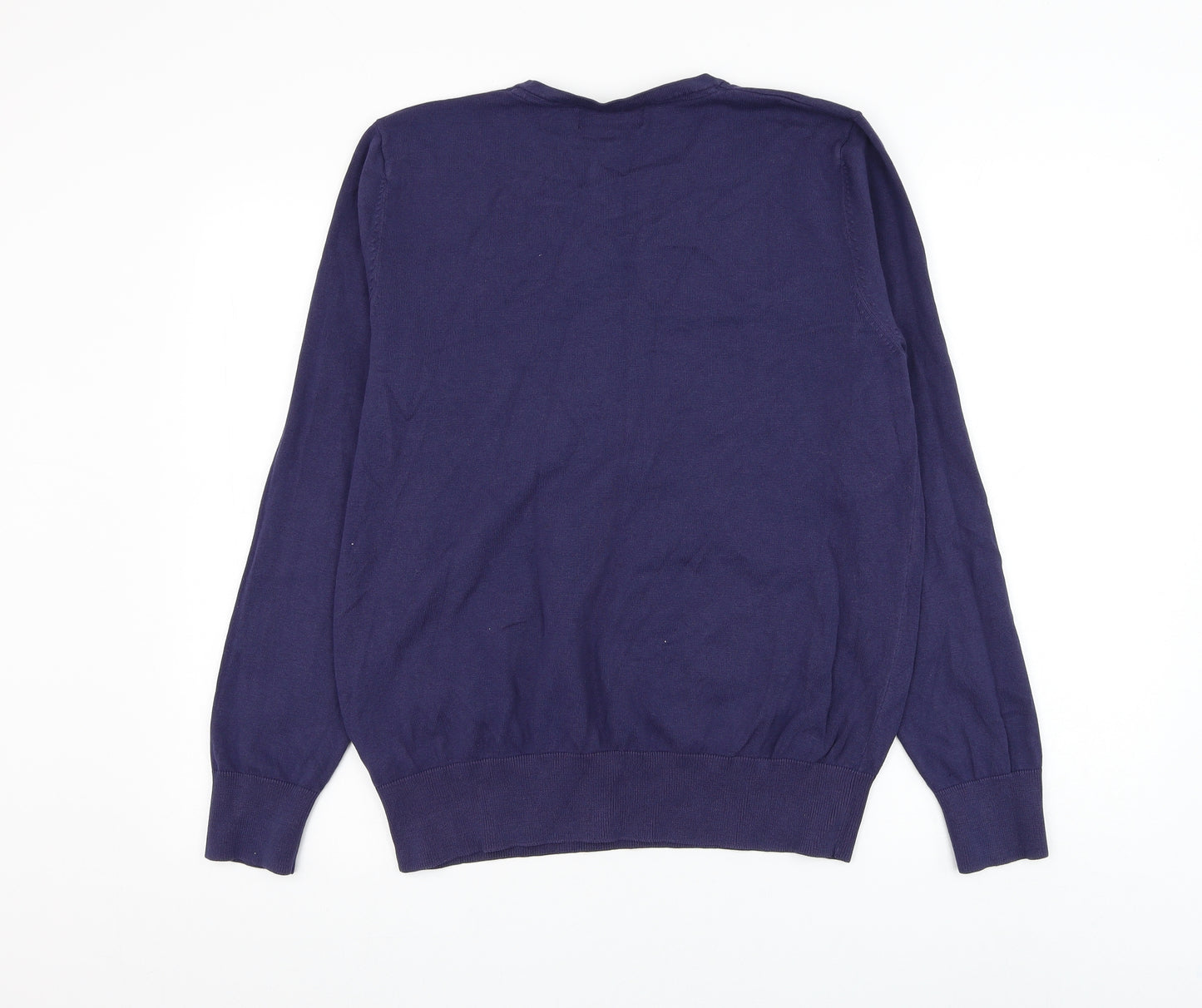 Burton Mens Purple V-Neck Cotton Pullover Jumper Size L