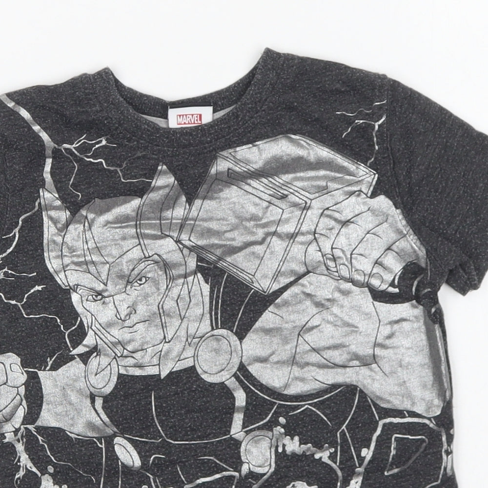 George Boys Grey Polyester Basic T-Shirt Size 3-4 Years Round Neck Pullover - Thor