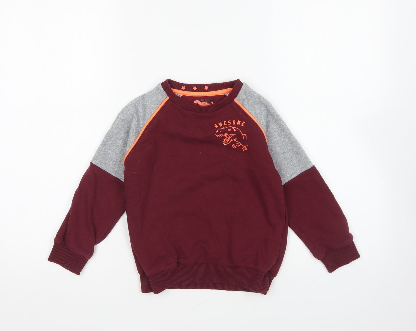 F&F Boys Purple Cotton Pullover Sweatshirt Size 5-6 Years Pullover - Awesome Dinosaur